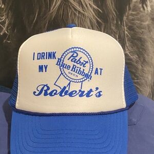 Pabst Blue Ribbon Cream and Blue Trucker Hat